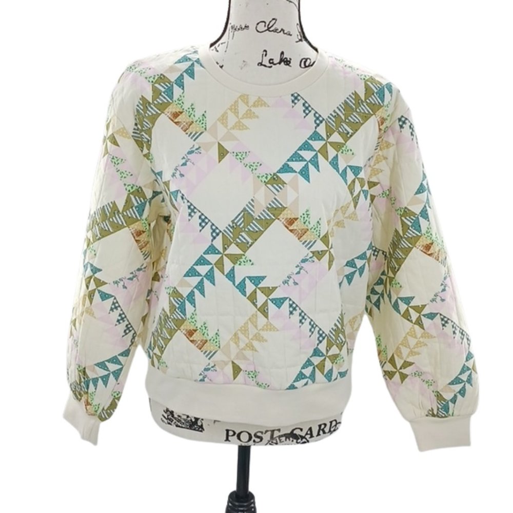 Universal Thread Retro Quilted Sweater Womens Grandma Quilt Pullover - Picture 5 of 10